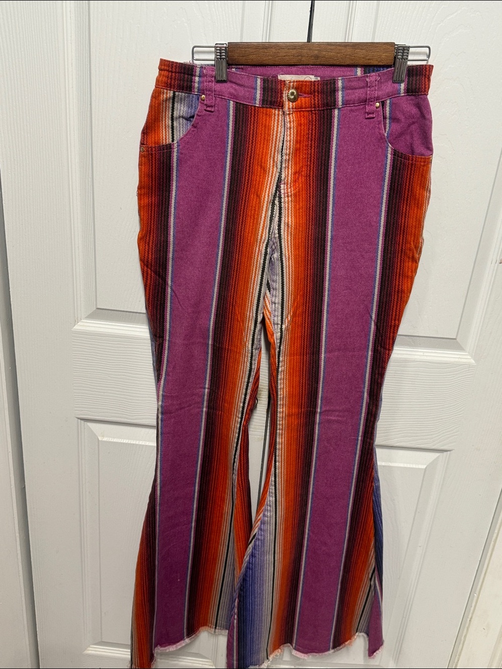 Ranch Dress'n Jeans Girls Size 10 Flare Serape Stripe Denim Pants Cowgirl